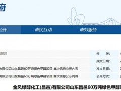 60萬噸綠色甲醇項目，落地山東省